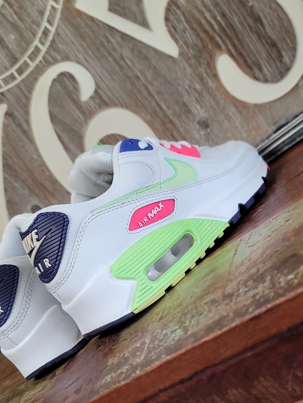 🔥 Air Max 90 "White Indigo Burst Volt" Wmns 6.5 Good Condition. Fast Shipping - Picture 11 of 16